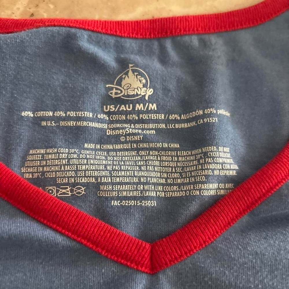 Disney Parks Mickey Minnie Mouse Stars & Stripes Forever Blue Ringer Tee Medium - Picture 2 of 3